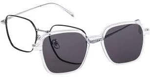 Firmoo Black Silver Square Full Rim Prescription Glasses