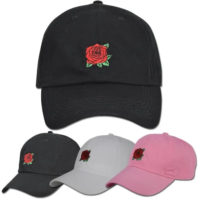 Adjustable Rose Embroidered Baseball Cap