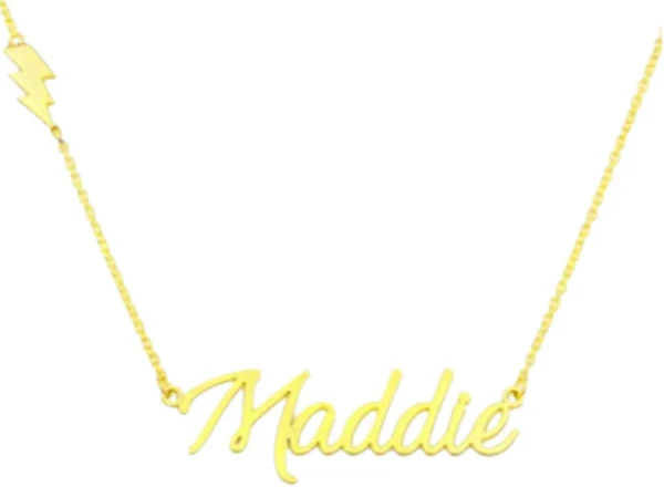 Maddie Lightening Bolt Name Necklace