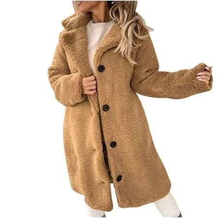 Women's Fuzzy Sherpa Fleece Long Jacket