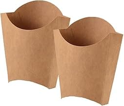 50Pcs Disposable French Fry Box Holders Kraft Paper Fried Chicken Snack Cups Containers Takeout Charcuterie Cups for Wedding Birthday Home Parties Events Supplies, Brown