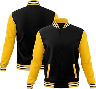 Men’s Fashion Varsity Jacket Causal Cotton Letterman Baseball Bomber Jacket Lightweight Coat