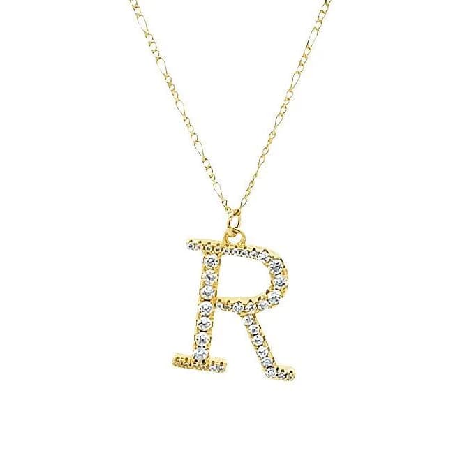 Primrose Cubic Zirconia Initial Pendant Necklace