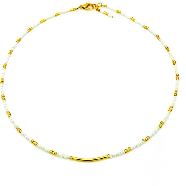 Gold Bar Beaded Necklace