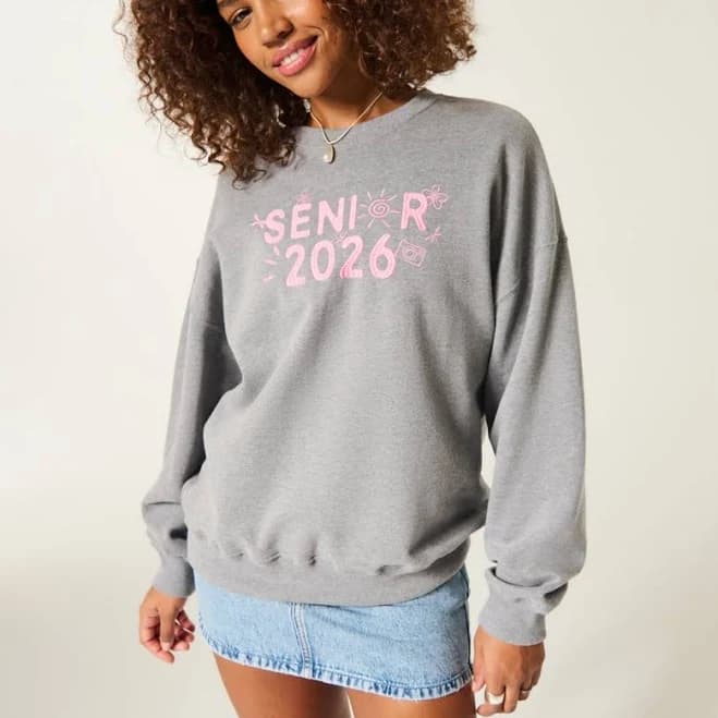 Women's Feel Good Oversized Senior Graphic Crew Sweatshirt