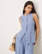 ASOS DESIGN longline vest in washed blue - part of a set | ASOS