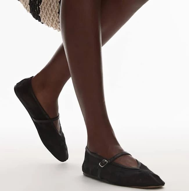 Topshop Alex Embroidered Flower Ballet Flats