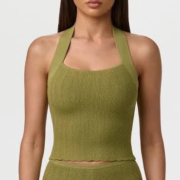 Naked Wardrobe Women's Knit Open Back Halter Top