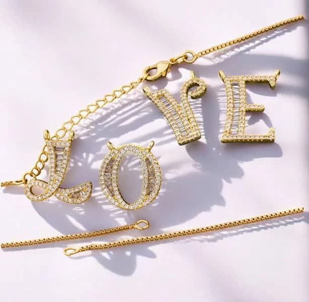 Personalized Gold CZ Initial Necklace