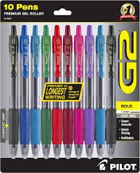 Pilot G2 Pro Pilot G2 Gel Ink Pen – Retractable, Red Ink, 1.0mm Bold Tip, Pack Of 12 (PIL31258) Pilot G2 Pens