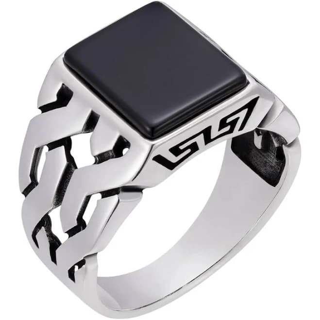 925 Sterling Silver Black Onyx Signet Ring