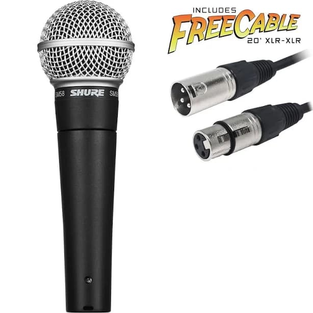 Shure SM58 Dynamic Cardioid Vocal Microphone with FREE 20' XLR Cable | Performance Audio