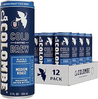 Coffee, Cold Brew Black, Unsweetened, 11 fl oz Cans (Pack of 12), Coffeehouse Quality, Natural Sweetness, Specialty Grade Coffee Beans, Ready-to-Drink On-the-Go