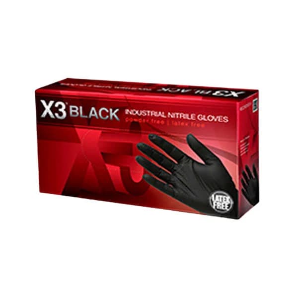 Ammex Powder-Free Industrial Grade Nitrile Gloves, Black Extra Large