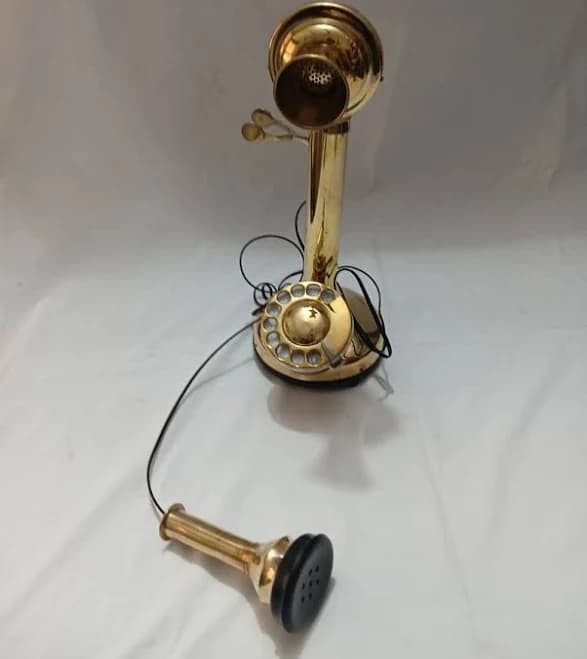 Vintage Style Red & Gold Rotary Dial Telephone – Retro Home Decor
