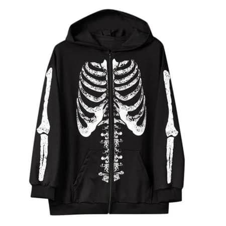 Hpapadks Hoodies Men Halloween Retro Gothic Skull Print Full Zip Hoodies Pullover with Pocket Oversized Long Sleeve Hooded Jacket Sweatshirts for Men