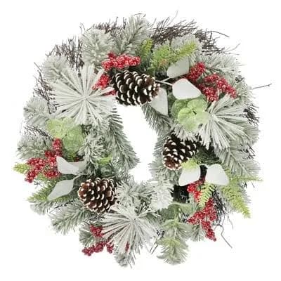 Ashland Snowy Pine with Red Berry & Pinecones Wreath