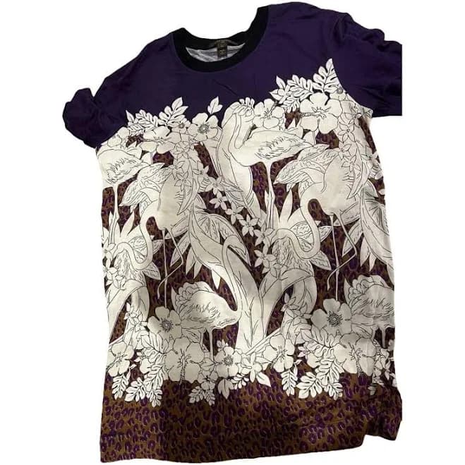LOUIS VUITTON Women's Purple Flamingo Print Viscose T-Shirt Size M
