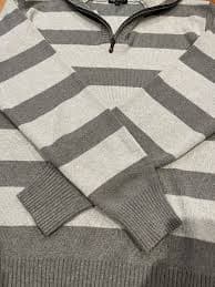 Pronti Collection By Phita Mens Xxl Striped Grey 1/4 Zip Sweater Heavy Winter | eBay