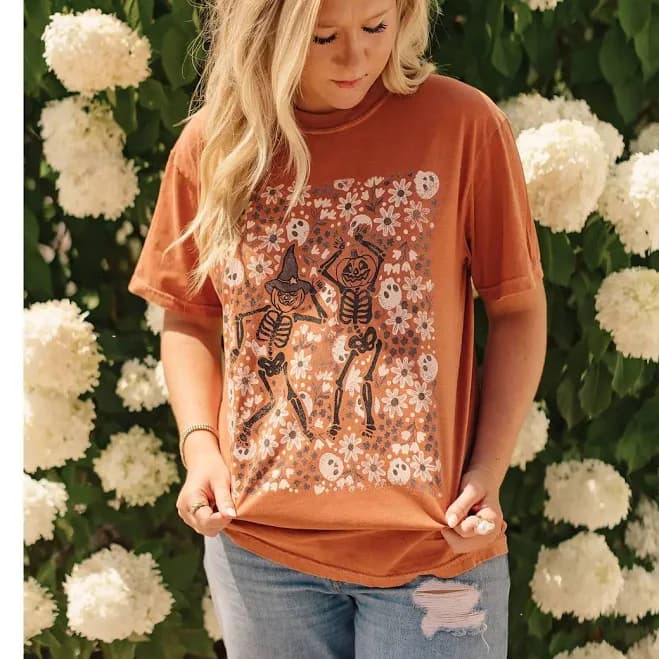 Floral Skeleton Graphic Tee