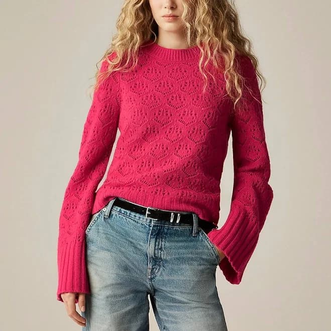 J.Crew Women's Wide-Sleeve Merino Wool Sweater