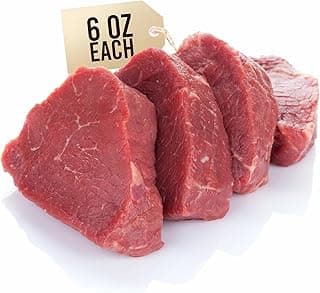 Filet Mignon Master-Cut Perfection, Premium Beef, Hand-Selected, Super Trimmed, 6 oz Steaks – Indulge in Unmatched Flavor and Quality - 1.5 lb (4 packs - 6 oz each)