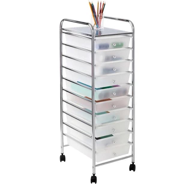 Hello Hobby 10-Drawer Multi-Color Rolling Craft Cart