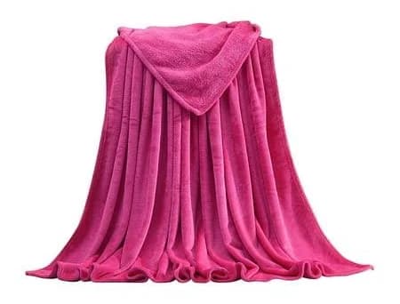 Warm Solid Warm Plush Blanket Throw Rug Sofa Bedding Microfiber Flannel, Hot Pink A