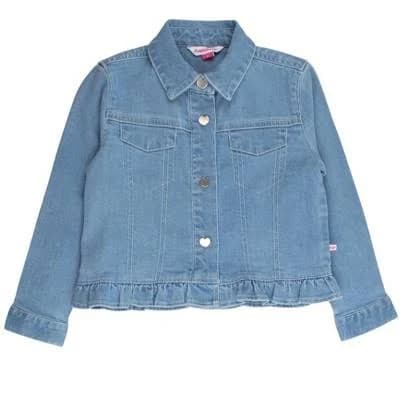 RuffleButts Baby Girls Stretch Denim Ruffle Jacket