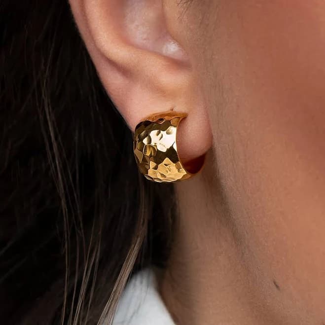 Hammered Wide Hoop Earrings