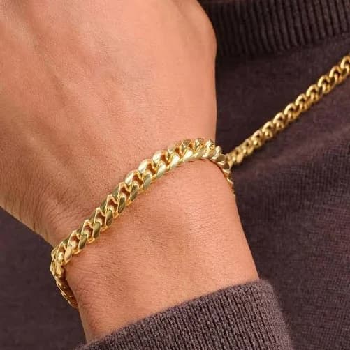 JAXXON Men's 14K Gold Cuban Link Bracelet