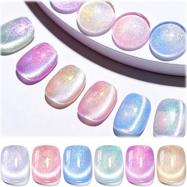 Fairy's Descent Chameleon Cat Eye Spring Nails 6 Colors Gel Polish Set