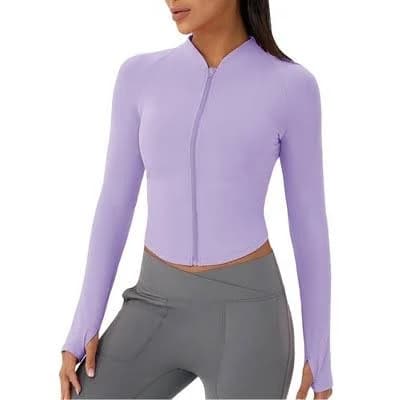 Coolmee Women's Lightweight Cropped Full Zip Workout Jacket