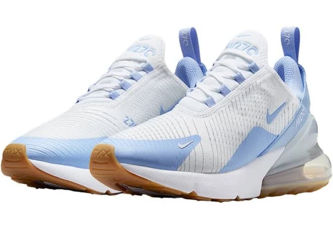 Nike Women's Air Max 270 Running Shoes, White/blue Tint, Size 7.5, No
