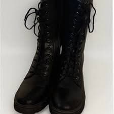 Qupid | Shoes | Qupid Black Vegan Leather And Knit Lace Up Combat Ankle Boots Booties Size | Poshmark