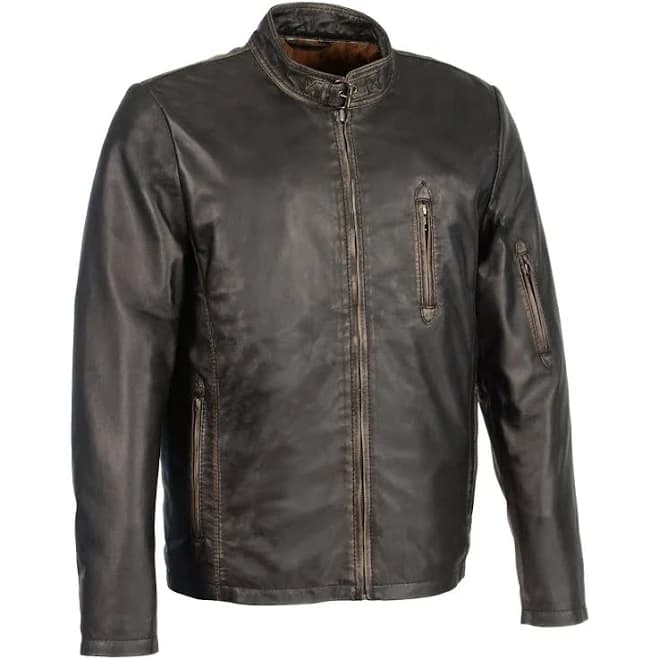 Milwaukee Leather Men's Black Brown Sheepskin Moto Racer Leather Jacket with Throat Latch for Men