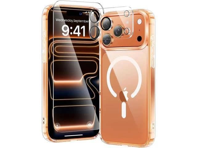 3 in 1 for iPhone 17 Pro Max Case Clear Fits MagSafe Not Yellowing Screen Protector*1 Camera Lens Protector*1 Military-Grade Protection for Phone Cove