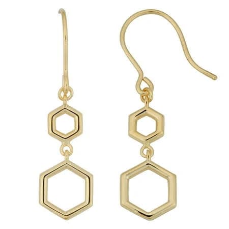 Kooljewelry 10k Yellow Gold Geometric Drop Dangle Earrings Women's