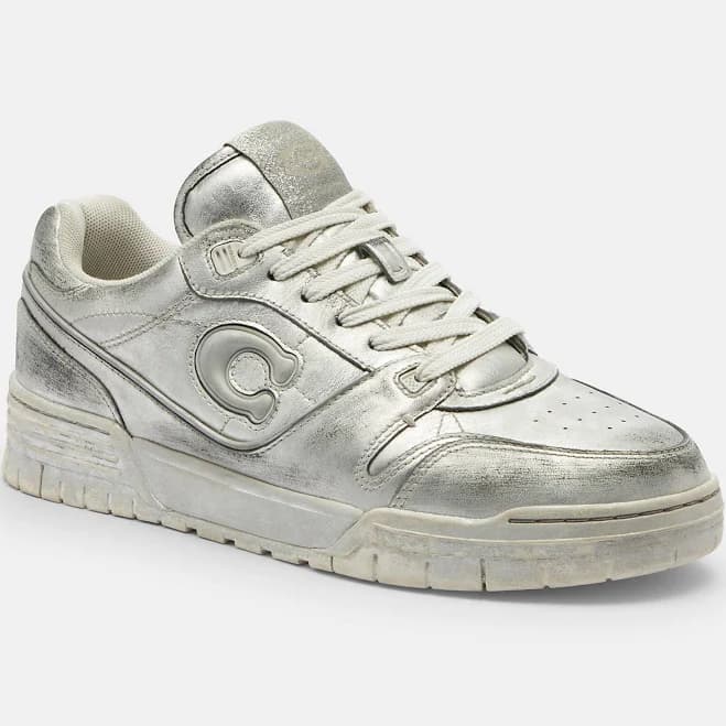 Coach Women's Soho Distressed Metallic Leather Tennis Shoes