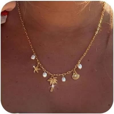 Dainty Gold Beach Charm Necklace