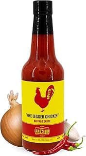 Lane's One Legged Chicken Buffalo Sauce, Award Winning Buffalo Wing Sauce, Delicious Bold and Tangy Flavor, Goes Great with Chicken, Meat & Pizza, No MSG, Gluten-Free, Handcrafted in USA, 10 Oz