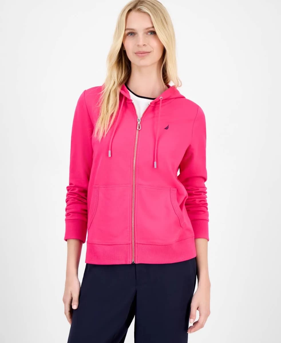 Nautica Women's Jeans Solid Zip-Front Hoodie