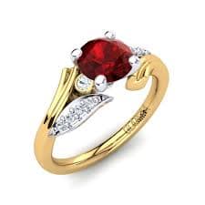Order 0.8 Carat Round cut 14K Yellow & White Gold Ruby Engagement Ring Agnella 0.8 crt | GLAMIRA.com
