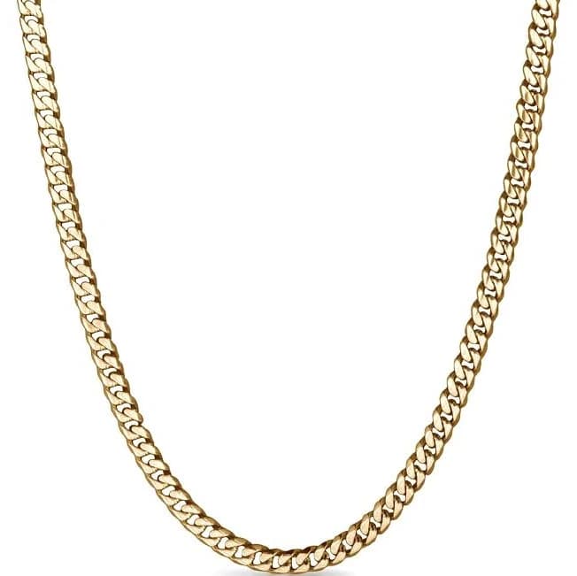 Elite Athletic Gear 14K Gold Plated Stainless Steel Waterproof Cuban Link Chain Necklace