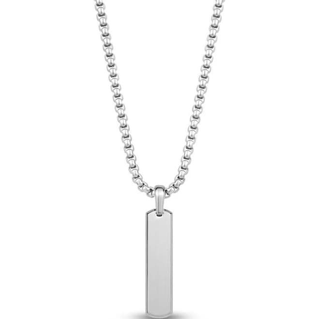 Stainless Steel Engravable Beveled Edge Rectangle Bar Pendant