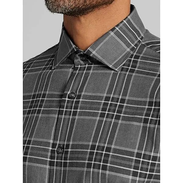 Joseph Abboud Men's Modern Fit Button Up Shirt , Grey / Black - Size: Large