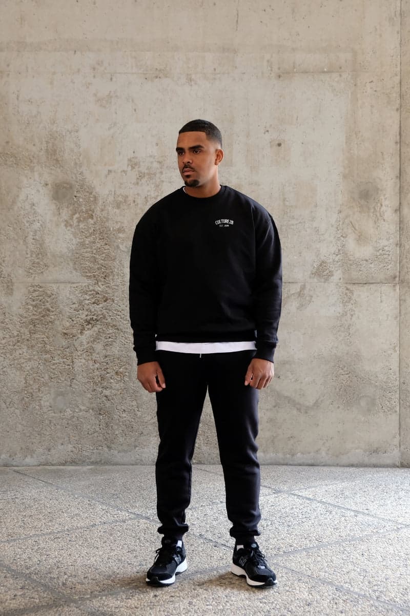 Black sweatshirt outfit clearance mens