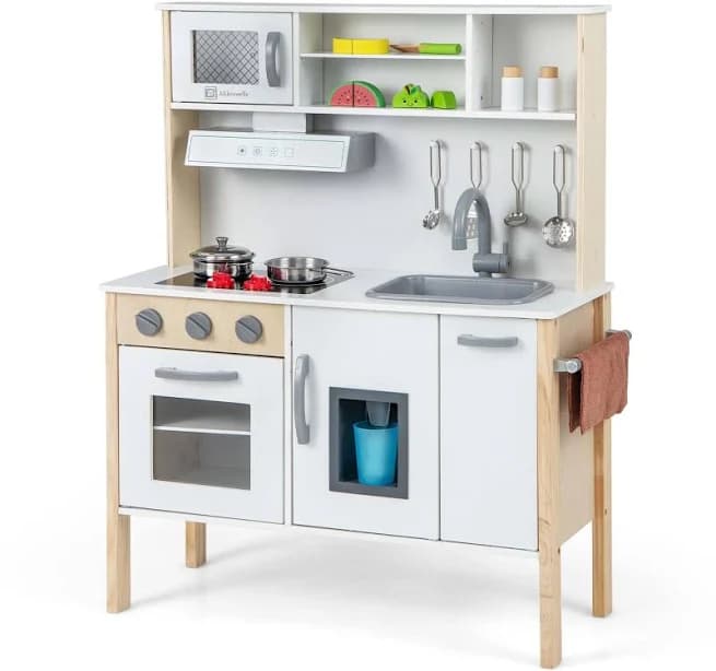 Costway Kids Kitchen Playset Wooden Pretend Play Chef Toy