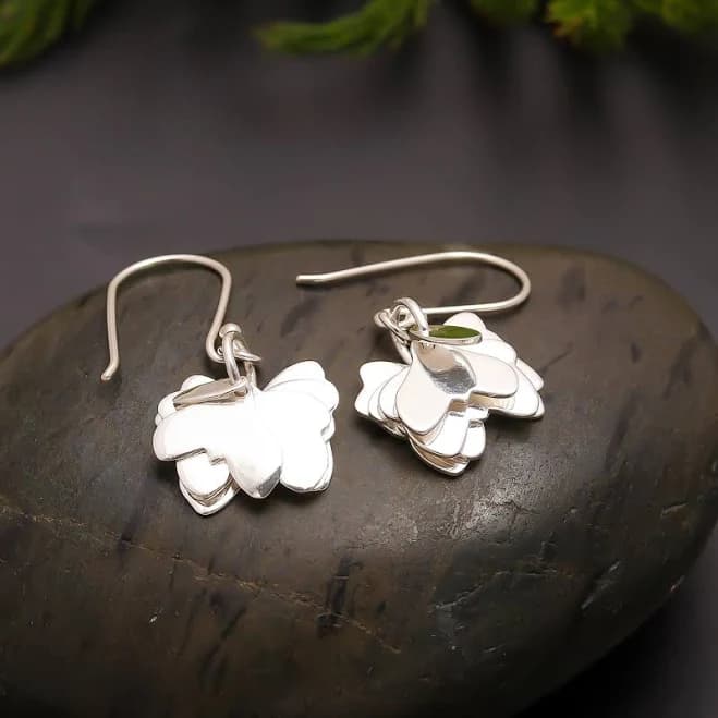 925 Sterling Silver Minimalist Petal Cluster Dangle Earrings
