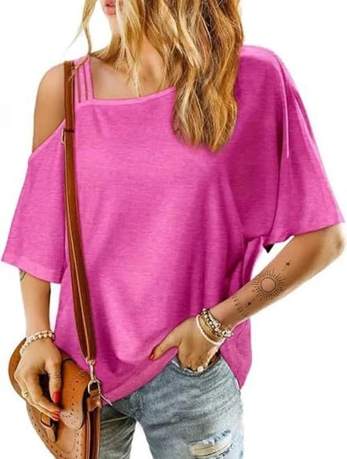 Asymmetrical Neck Half Sleeve T-Shirt